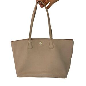 Tory Burch Pink Nude Pebble Leather Tote Bag Large 19 x 11 x 6" 7986 Used
